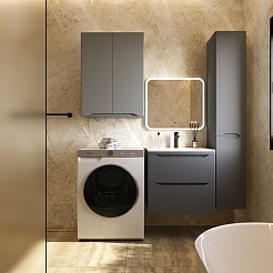 Style Line Тумба с раковиной Марелла 60 Люкс Plus антискрейтч подвесная серая матовая – фотография-3